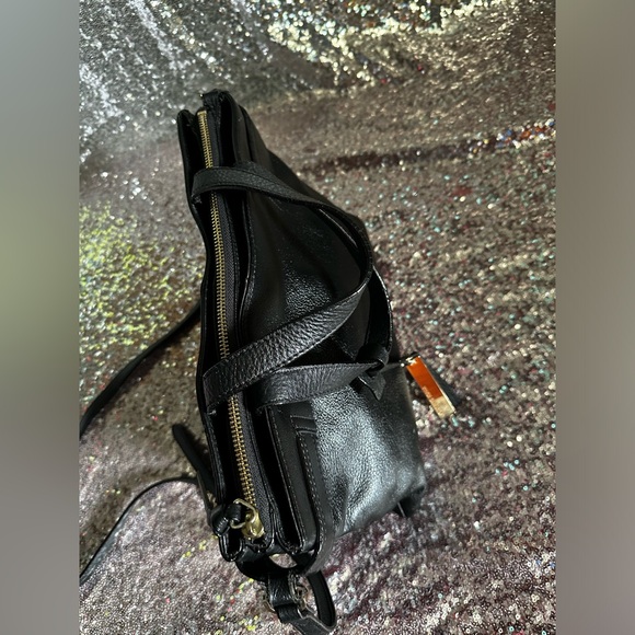 VINCE CAMUTO Black Leather Satchel Crossbody Handbag - Picture 8 of 17